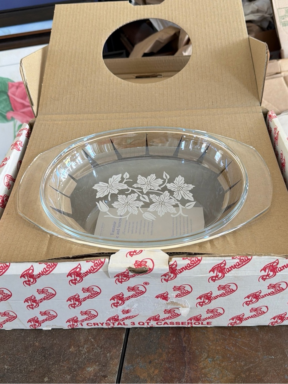 NIB Princess House Fantasia 529 3 Qt Clear Glass Casserole Dish Lid, Crystal VIN